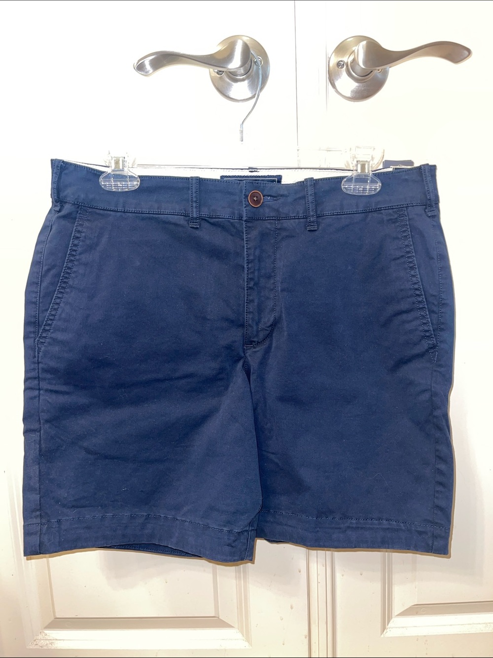 Abercrombie & Fitch Navy Flat-Front Cotton Shorts